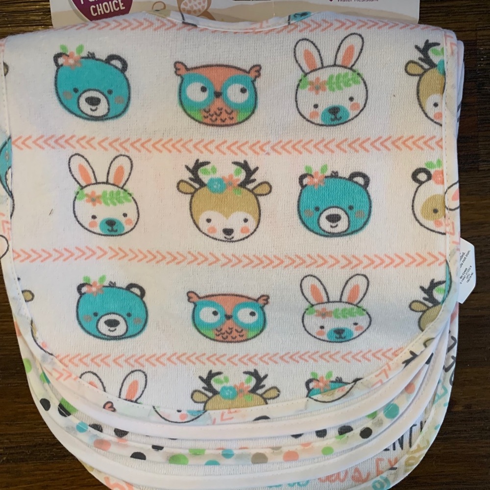 NWT Baby Girl Bibs 5 Pack